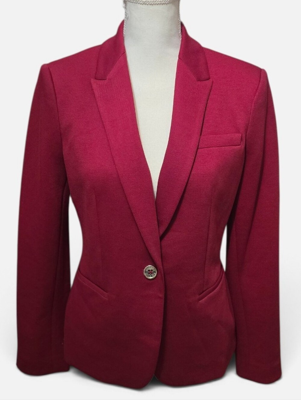 Single-Button Crimson Blazer Jacket